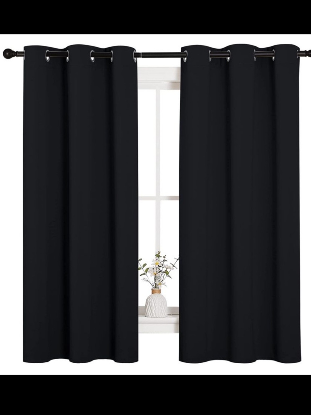 NICETOWN Pitch Black Solid Thermal Insulated Grommet Blackout Curtains 63inch